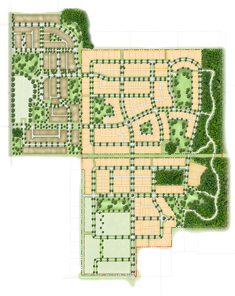 rendering of the landscape design for town of tioga in florida